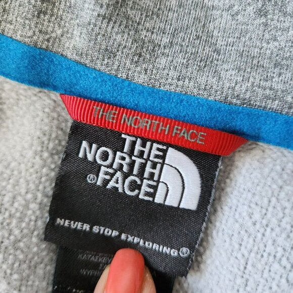 The North Face Pullover Sweatshirt Mens Gray Blue Accent Zipper Long Sleeve Sz M - Picture 8 of 16